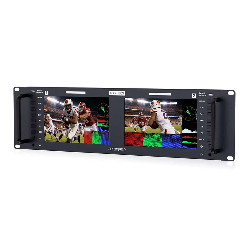 จอภาพคู่ FEELWORLD FRM701G ขนาด 7 นิ้ว แบบติดตั้งบนแร็ค 3RU 12G-SDI 4K HDMI 1920x1200 IPS