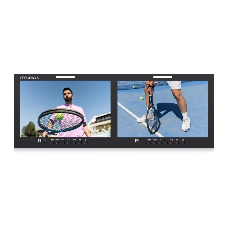 FEELWORLD D101 PLUS-H Doppio monitor broadcast da 10.1 pollici per montaggio su rack 4RU, 4K, HDMI, CVBS, 1920x1200IPS